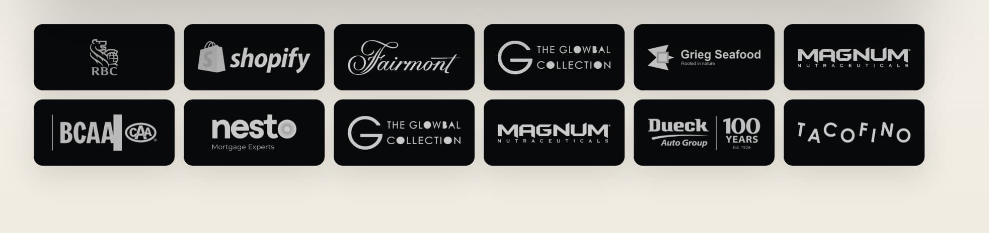 Selected John Ha Magic client logos in a clean wide proof wall